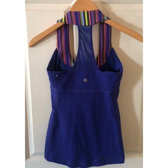 Womens Lululemon Scoop Neck Tank Royal Blue and Stripes Size 4 - Picture 5 of 11